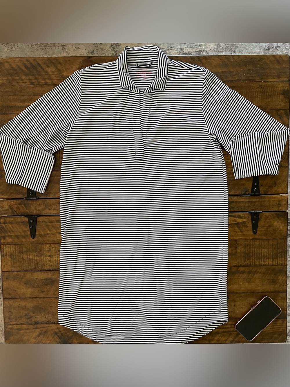 Vineyard Vines Sankaty Navy White Striped Performance Shirt Dress Size M